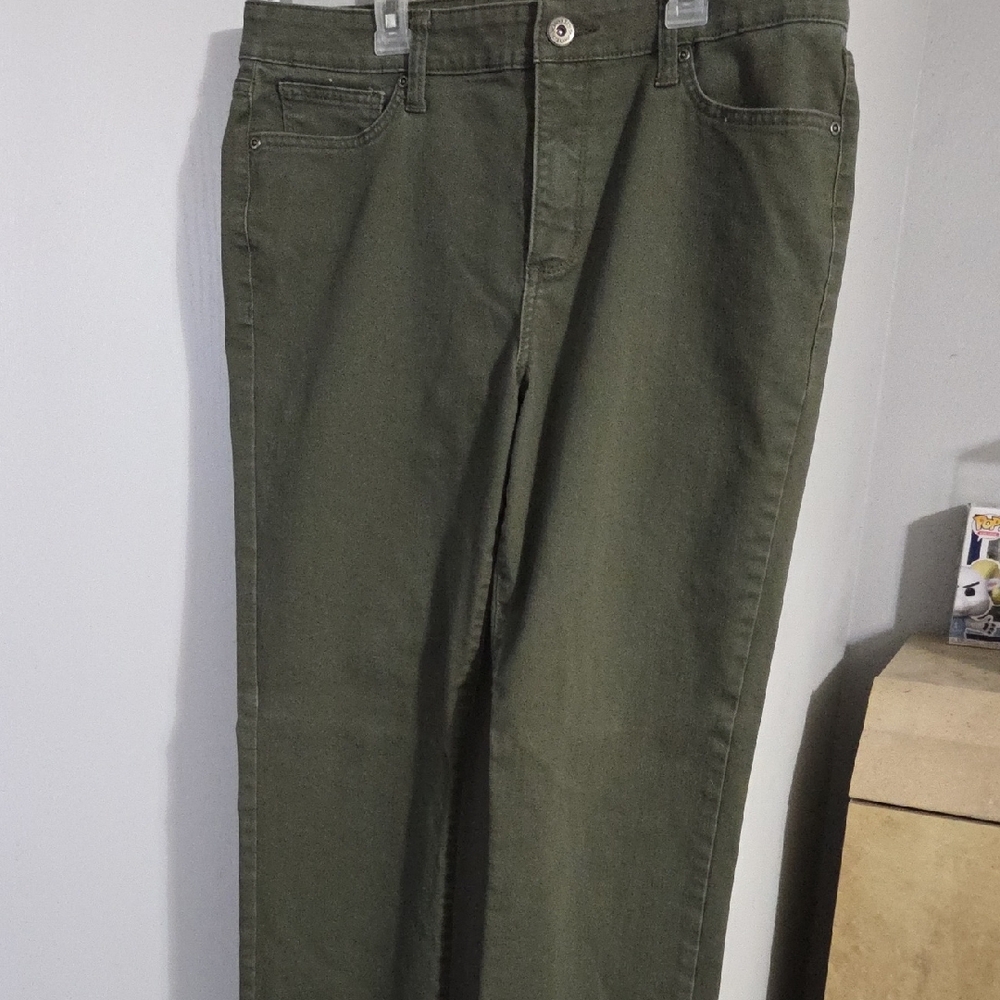 Olive Green Straight-Leg Pants